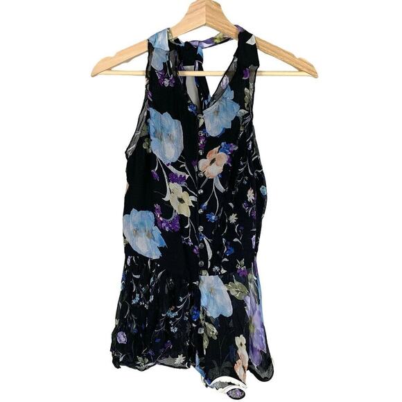 3.1 Phillip Lim 100% Silk Floral Sleeveless Button Front Ruffled Open Back Top 6 - Picture 4 of 12
